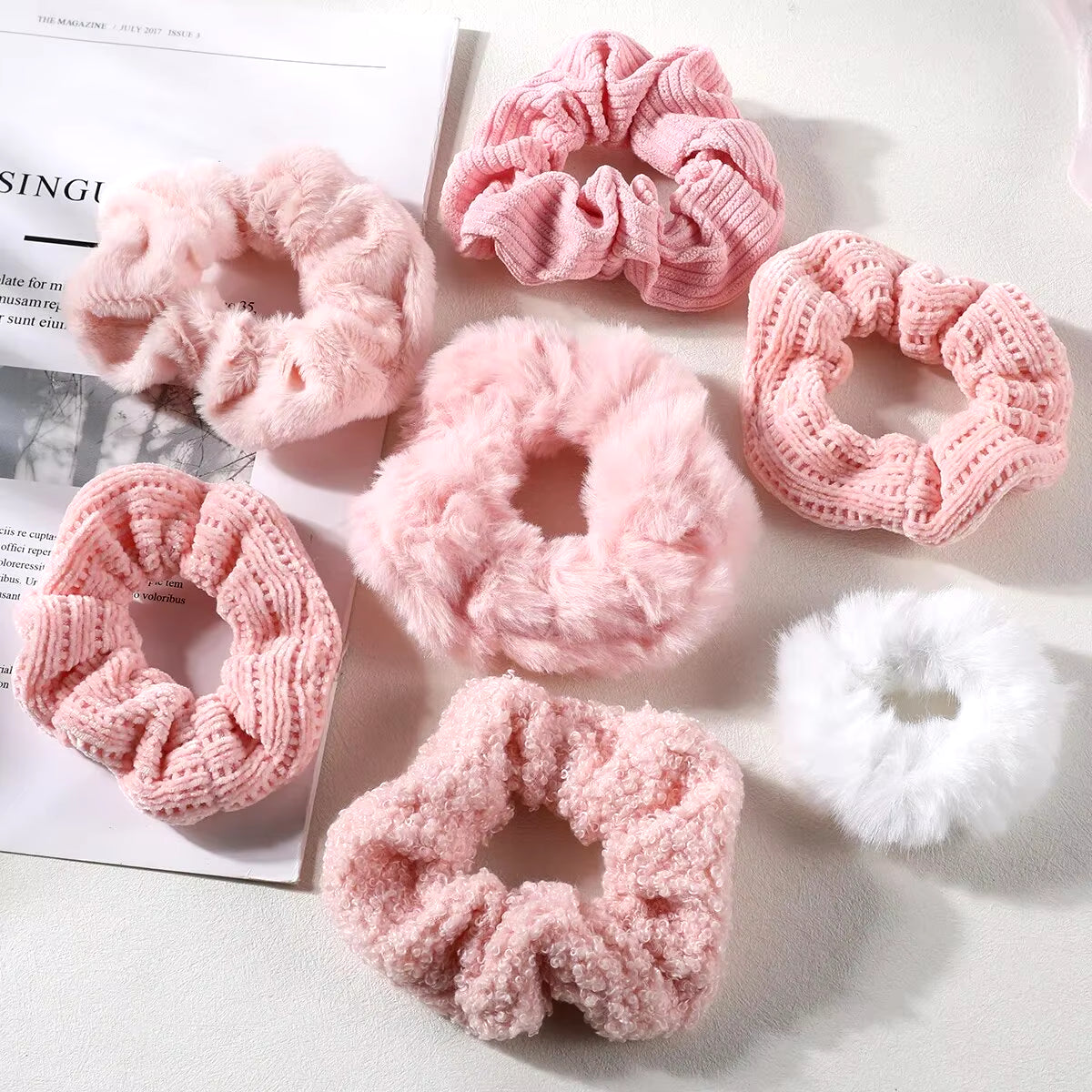 7/21 Pcs/Set Women Hair Scrunchies Set Plush Solid Hair Band for Girls Ponytail Holder Rubber Bands Hair Ties Hair Accessories