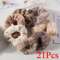 7/21 Pcs/Set Women Hair Scrunchies Set Plush Solid Hair Band for Girls Ponytail Holder Rubber Bands Hair Ties Hair Accessories