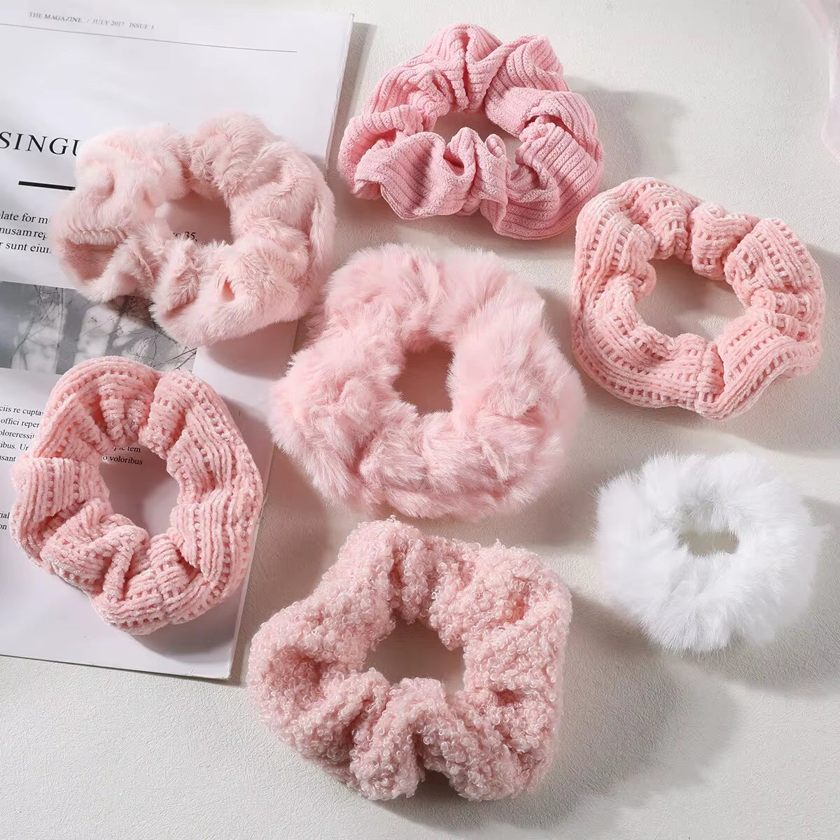 7/21 Pcs/Set Women Hair Scrunchies Set Plush Solid Hair Band for Girls Ponytail Holder Rubber Bands Hair Ties Hair Accessories
